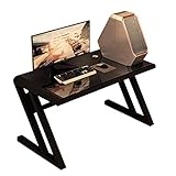 Gehärtetes Glas Schreibtisch Computeroberfläche Laptop Schreibtisch Studienbüro mit Drahtloch Moderne Workstation für Home Office (Farbe: schwarz, Größe: 47,2 * 23,6 Zoll) (schwarz 39,3 * 23,6 Zoll)