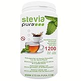 steviapura | Stevia Tabs, Zuckerersatz in der günstigen Nachfüllpackung, wiederverschließbar - 1200 Tabs + Gratis Dosierspender