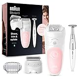 Braun Silk-épil 5 Beauty-Set, Epilierer Damen für Haarentfernung, Aufsätze für Rasierer, Trimmer und Massage für Körper, inkl. Bikinitrimmer, Tasche, Geschenk Frau, 5-820, flamingo