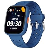 BIGGERFIVE Smartwatch Kinder, 1,8' Smartwatch Uhr Schrittzähler, 24/7 Puls, Schlafmonitor, Vibrationsalarm, IP68 Wasserdicht, Puzzlespiele mit/ohne App, für Mädchen Jungen Teens 5–16, Blau