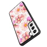 Samsung Galaxy S21+ Hülle Pink Flowers (5) Black Bumper Anti-Rutsch Stoßfeste Hülle Kompatibel für Samsung Galaxy S21+