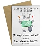 Mr. & Mrs. Panda Grußkarte Programmierer aus Leidenschaft - Geschenk, IT-Spezialist, Computerfreak, Ausbildung, Geburtstagskarte, Computerfachmann, Nerd, Einladungskarte, Dankeschön, Klappkarte, Firma