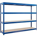 Stabiles Steckregal | Tragkraft bis zu 450 Kg pro Fachboden | 1770 x 2400 x 600 mm | Kellerregal Stahlregal Garagenregal Lagerregal | Blau