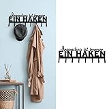 Garderobenleiste zum Aufhängen 'Irgendwo ist immer ein Haken' | Spruch 8 Haken 70x25x5cm Eisen | Kleiderhaken Hakenleiste (1 x Garderobenleiste 'Haken')