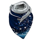 Dreieckschal Damen Schal Halstücher Herbst Winter Flauschiger Schal Wintermode Schneeflockendruck Knopfschals Wickelschals Lässige Frauen Warmer Weicher Schal Herren Schal Scarf Women Winterschal