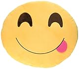 Ducomi Emoji Emoticon Smiley und Poo Kissen – weiches Kissen 30 cm, Geburtstagsgeschenk – Dekokissen für Partys (Face Savoring Food)