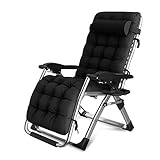 DQCHAIR Gepolsterter Relax Liegestuhl, Gartenliege Schwerelosigkeit Lounge-Sessel Folding Tragbarer Relaxliege Klappbar Und Verstellbar mit Kopfstütze für Strand, Schwimmbad, Garten (Color : Black)