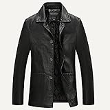 FBYYJK Herren Lederjacke - Business Lederjacke Herren Dick Warm Liner Windjacke Herren Pu Lederjacke Vatergeschenk Plus Größe Mit Taschen,Schwarz,4XL