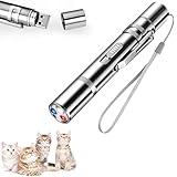 VSSHE LED Pointer Katzen Hund Spielzeug, Wiederaufladbar über USB 7 in 1und 5 Muster LED Pointer Interaktives Spielzeug für Katzen LED Light Licht Spielzeug für Haustiere Trainingsgerät, Silber