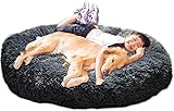 XXL Hundebett Orthopädisch Waschbar Rund Haustierbett für Große Grosse Mittelgroße Hunde XL Hundesofa Antistress Waschbar Kuschelig Hundekissen Memory Foam Hoch Oval Donut Labrador Hundehöhle Grau