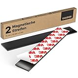 GAUDER Magnetstreifen selbstklebend (2 Stück) | Magnetstreifen zum Kleben | Selbstklebende Magnetstreifen stark | Magnetband (2 mm x 25 mm x 15 cm)