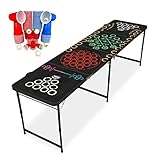 Beer Pong Tisch Multigame mit 5 verschiedenen Spielen |mit 50 stabilen Bier-Pong Becher ( 25 rot & 25 blau) + 10 Shot Becher (2cl) +6 Bälle + 2 kleine Bälle| Bierpong Tische von MyBeerPong