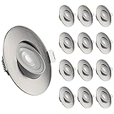 12er Set LED Einbaustrahler 230V, 36° Schwenkbar Einbauspots Ultra Flach LED Einbauleuchten 5W 450lm LED Spots 3000K Warmweiß Einbauleuchten Deckenspots für Küche Wohnzimmer Schlafzimmer Büro