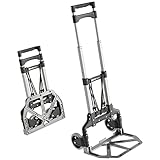 ATHLON TOOLS Aluminium Transportkarre klappbar - extra langer Teleskopgriff 110 cm - Ladefläche mit Anti-Rutsch-Pads - Leichtgängige Räder mit Soft-Laufflächen - inkl. 2 Expanderseilen