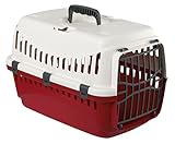 Kerbl 81348 Transportbox Expedion (Tiertransportbox Haustiere Katzen Hunde Kaninchen) aus Kunststoff 45x30x30 cm Creme/Bordeaux