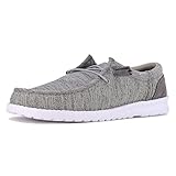 Nautica Men's Comfort Loafers, Lace-Up Boat Shoe, Lightweight Casual Stretch Sneaker-Rushford-Grey 1-9