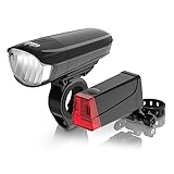 DANSI Fahrradleuchten-Set StVZO I LED-Fahrradlicht I Rad-Licht hell vorne + hinten I Fahrradbeleuchtung umschaltbar 15-100 Lux I Rücklicht & Frontleuchte I Regenfest I Fahrradlampe I bike light