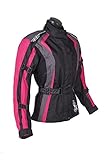 ROLEFF RACEWEAR Damen Textil Motorradjacke mit Protektoren, Gute Belüftung, Taillierter Schnitt, Schwarz, Pink, Größe L