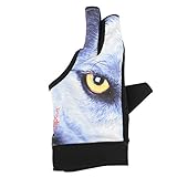 Billardhandschuh 3 Finger Billardhandschuh Lycra Snooker Pool Queue Handschuh Unisex Erwachsene Shooter Handschuh für die Linke Hand(Wolfauge L)