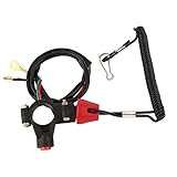 AYNEFY Schalter Bootsschalter, Motor-Not-Aus-Schalter Stopp-Schalter Not-Aus-Schalter für Boote 1x Motorkabel-Lanyard-Stopp-Schalter Sicherheitsgurt 12 V CO für Motor-ATV-Boot