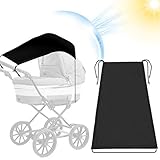 Universal Sonnensegel, Kinderwagen Sonnensegel, Sonnensegel für Kinderwagen, Baby Sonnensegel, für Kinderwagen Sonnenschutz, mit UV Schutz UPF 50+ Flexibles Verstellbarer Sonnenverdeck, Schwarz