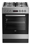 Beko Standherd mit Gas Kochfeld 60cm edelstahl elektro Backofen Grill Umluft Heißluft 3D Kochen Display freistehend