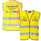 Generic Personalisierbare Warnweste / Sicherheitsweste in verschiedenen Farben | farbig bedruckbar mit Text und / oder Logo | mit Reflex-Leuchtstreifen, Signal Yellow, XL, 1006889