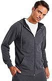 Björn Swensen Kapuzenpullover Herren Sweatjacke mit Kapuze Zip Hoodie Männer Kapuzenjacke dünne Jacke übergangsjacke BS2001 Dunkel Grau Medium