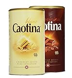 Caotina Trinkschokolade, Kakao Pulver mit feinster Schweizer Schokolade Original Schokolade Dose weiß + Vollmilch, 2er Pack, (2x500g)