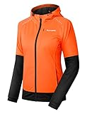 KUTOOK Softshelljacke Damen Wasserdicht Winterjacke Wanderjacke Atmungsaktiv Outdoorjacke Fahrradjacke Windbreaker Gefüttert Regenjacke Fahrrad Übergangsjacke Winter Radjacke Laufjacke Warm Orange L