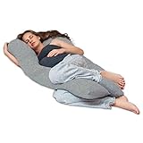 Lilly and Ben® Seitenschläferkissen aus Jersey-Baumwolle I Oeko-TEX® Schwangerschaftskissen mit formstabiler Füllung I Lagerungskissen I 3 Größen I ergonomisch geformtes Body Pillow in Grau