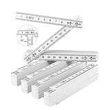 Gliedermaßstab, 5 Stück Zollstöcke Zollstock, 1 Meter Mini-Zollstock aus Kunststoff mit 90°/180° Winkeleinrastung und Winkelskala, Metrische Skala, für Alle Heimwerker, Haus, Hobby & Werkstatt (Weiß)