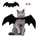 Halloween Haustier kostüme,Fledermausflügel Kostüm mit Kürbisglocken,Fledermausflügel Haustier Cosplay Kostüme für kleine Katzen Hunde Lustige Urlaubskleidung (Schwarz)