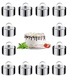 12Stück Dessertringe und Speiseringe, Lebensmittel Ringe, Ring Set klein, Edelstahl-Mousse-Ringe, Ø 8 cm Runder Mousse-Ring, geeignet Dessertring/Speisering für Desserts, Kuchen, DIY