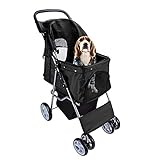 Display4top Pet Travel Kinderwagen Hund Katze Kinderwagen Kinderwagen Jogger Buggy mit 4 Rollen (Schwarz)