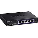 TRENDnet 5-Port Unmanaged 2.5G Switch, 5 x 2.5GBASE-T Ports, 25Gbps Switching-Kapazität, abwärtskompatibel mit 10-100-1000Mbps Geräten, Lüfterlos, Wandmontierbar, Schwarz, (TEG-S350)