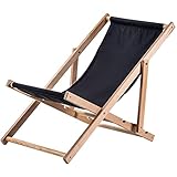 KADAX Liegestuhl, Strandstuhl aus Holz, Sonnenliege bis 120kg, Liege aus Buchenholz, Holzklappstühle, Strandliege, Klappliege für Strand, Holz-Liegestuhl (Schwarz)