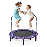 Trampolin Kinder,Ø91cm Fitness Trampolin für Kinder mit,Trampolin Indoor Kinder Verstellbarem Handlauf und Sicherheitsgepolsterter Abdeckung ,für Jungen Mädchen ab 2 3 4 Jahren(Blau)