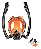 Xinduolei Schnorchelmaske Tauchmasken Maske Anti-Fog Schwimmen Atem Trockener Tauchbrillen Schnorchel-Tauchglas Tauchermaske (Color : Black Orange, Size : S)