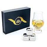 SCHØNBERG® Premium XXL 30mm Edelstahl Eiswürfel-Set, 8 Stück Wiederverwendbare Whiskysteine mit 30mm Durchmesser und hervorragender Kühlleistung, Barzubehör in Geschenkbox