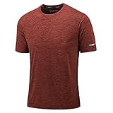 KEFITEVD Fitness Tshirts Herren Atmungsaktiv Sommer Sport Top Rundausschnitt Kurzarm Shirt für Fahrrad Running Schnelltrocknend Leicht Shirt Dunkelorange Meliert XXL