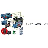 Bosch Professional 12V System Linienlaser GLL 3-80 CG (2x Akku 12 V, Ladegerät, grüner Laser, mit App-Funktion, Universalhalterung, bis 30 m, in L-BOXX) & Digitaler Neigungssensor GIM 60 L (60 cm)