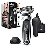 Braun Series 7 Rasierer Herren mit EasyClick Aufsatz, Elektrorasierer & Präzisionstrimmer, Reinigungsstation, 360° Flex, Wet & Dry, wiederaufladbar & kabellos, Geschenk Mann, 71-S7200cc, silber