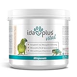 Ida Plus - Mispusan Pulver 200 g - Mineralfuttermittel mit Vitamin D3, Calcium & Spurenelementen für Amphibien, Reptilien & Vögel - Wellensittich, Kanarienvogel, Papageien & Bartagame - Mineralstoffe