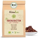 Hibiskusblüten Bio ganz getrocknet 500g | leicht säuerlich-fruchtiger Geschmack | in Bio-Qualität | süß-aromatischer Hibiskustee | ideal für Salate, Desserts, Kuchen, Joguhrts | vom Achterhof