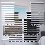 Brillant Doppelrollo Raffrollo ohne Bohren 80 x 200 cm Weiß Glatte Gardinen Jalousien zum Klemmen Rollo Zebra Rollos für Fenster ohne Bohren Klemmrollo Duo Rollos Klemmfix Blickdicht/transparent