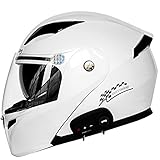 ZLYJ Bluetooth Modular Motorradhelm,ECE Zertifiziert LeichteMotorrad Fullface Helm,Beschlagfreie Doppelte Sonnenschutz-Motorrad-Motorradhelm Mofa Bobber Chopper Cruiser Rennmütze H