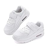 Hitmars Turnschuhe Jungen Mädchen Sneaker Sportschuhe Kinder Mit Klettverschluss Atmungsaktiv Leichte Kinderschuhe Outdoor Laufschuhe für Unisex-Kinder Weiß EU 31