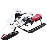 Snow Racer Schlitten, Rennschlitten Schneeschlitten mit Lenkrad und Doppelbremsen Snow Racer Downhill Schlitten für Kinder und Erwachsene Skifahren Sandboarden Grasrutschen,C