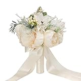 Chniafin Künstliche Rose Hochzeit Brautstrauß Braut hält Blume Brautjungfer Blumensträuße für die Kirche Home Party Valentinstag Hochzeitsstrauß für die Braut